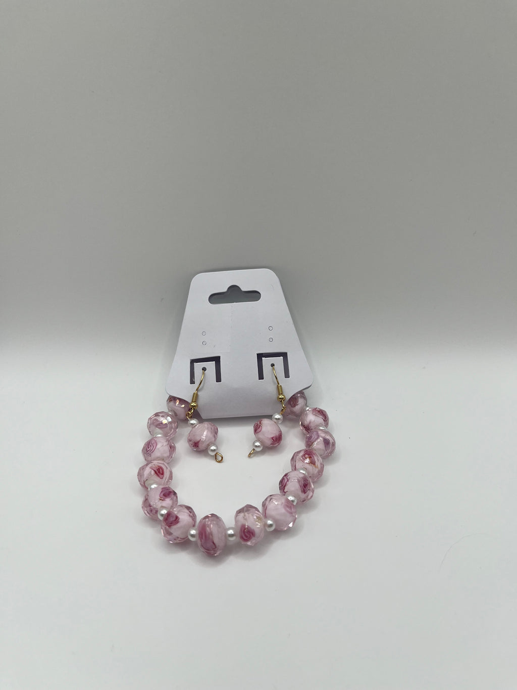Pink/White Rose Bracelet set