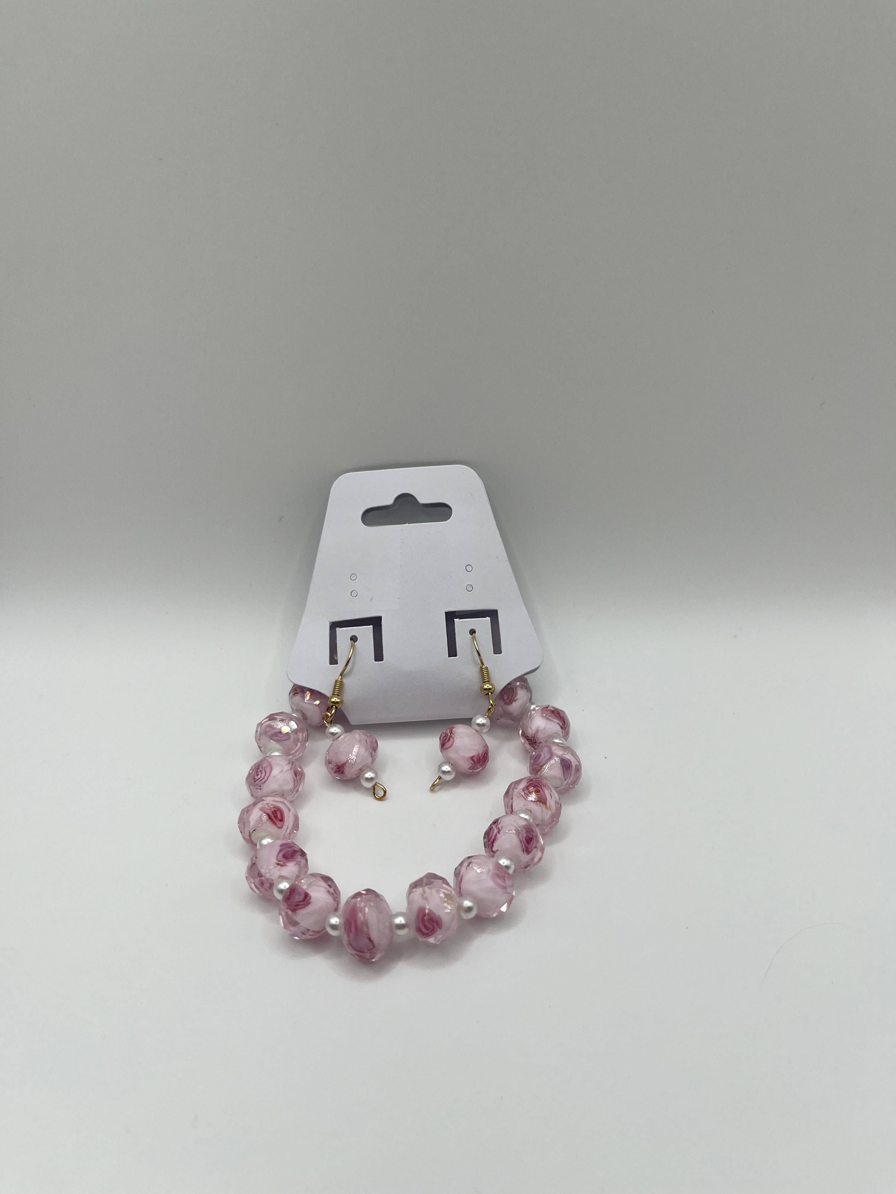 Pink/White Rose Bracelet set
