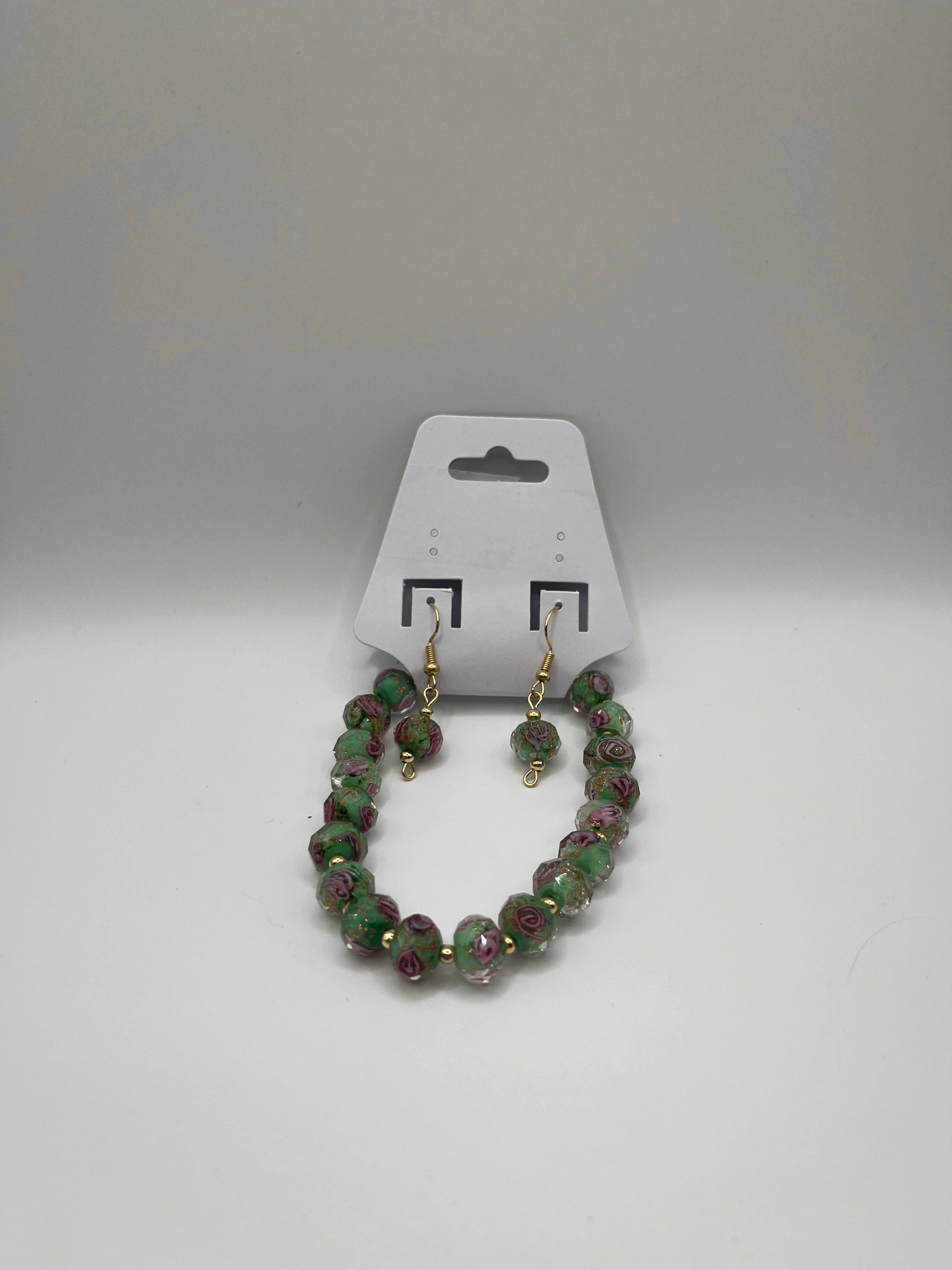 Green Rose Bracelet Set