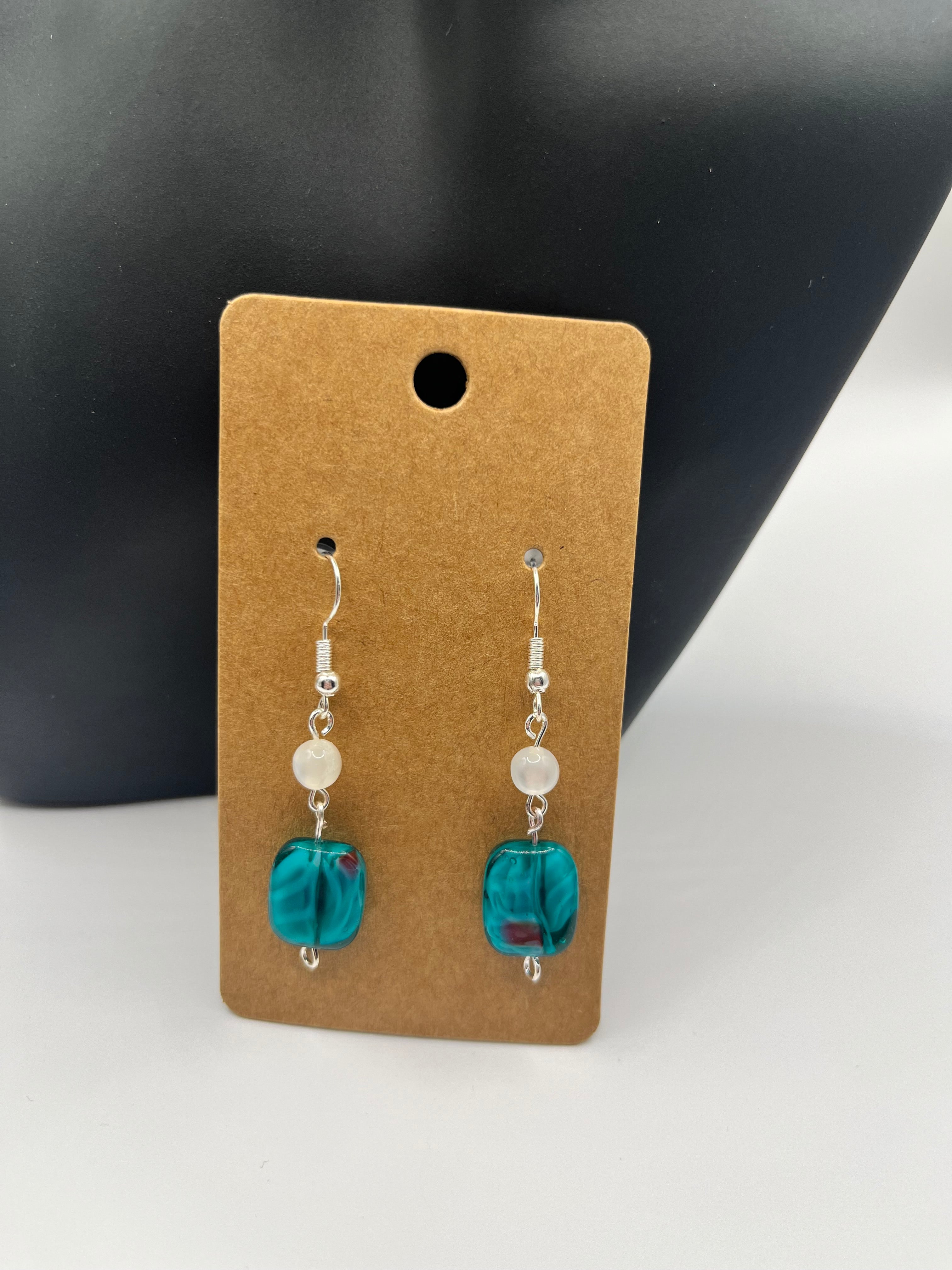 Blue Swirl Dangle Earrings